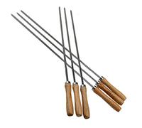 Ujjdwiurgh Kebab BBQ Brochettes en Acier Inoxydable avec PoignéEs en Bois Plat Bâtons de Brochettes en MéTal RéUtilisables avec Pochette de Rangement 6 Pcs