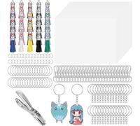Ujjdwiurgh Kit D'Accessoires pour Porte-Clés DIY - 172 Pièces - Porte-Clés Shrinky-Dink avec Chaîne, Anneau, Anneaux Ouverts et Perforatrice