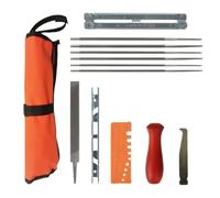 Ujjdwiurgh Kit D'Affûtage de Chaîne de Tronçonneuse Professionnel 13 Pièces avec Poignée en Bois, Guide D'Affûtage Rond/Plat.