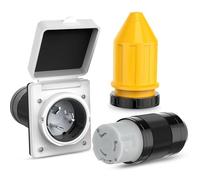 Ujjdwiurgh Kit D'Alimentation de Quai de Prise de Courant pour Camping-Car 50 A avec Protecteur de Cordon de Démarrage 125/250 V NEMA SS2-50P SS2-50R Twist Lock Mâle