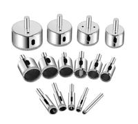 Ujjdwiurgh Kit de 15 Scies Cloches Diamantées 6-50 mm Forets à Noyau Creux pour Percer le Verre, la Pierre, le Carrelage, les Bouteilles, les Forets, Ensemble D'Outils