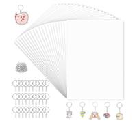 Ujjdwiurgh Kit de 160 feuilles de papier rétractable en plastique - 20 x 14 cm - Accessoires de fabrication de porte-clés pour enfants
