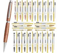 Ujjdwiurgh Kit de 20 Stylos Rotatifs pour Tournage sur Bois, Pointe Fine, Quincaillerie en Laiton de 7 mm et 5 Finitions, Recharges Incluses pour Projets de Tournage DIY.