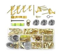 Ujjdwiurgh Kit de 314 crochets de suspension dorés pour cloison sèche, crochets avec clous, fil de suspension, dents de scie, etc
