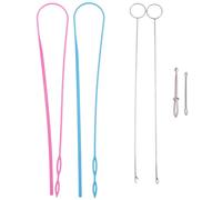 Ujjdwiurgh Kit de 6 boucles de couture, crochet tourneur de boucle flexible, cordon de serrage, pince à épiler en métal, outil tourneur à boucle longue avec loquet