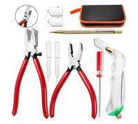 Ujjdwiurgh Kit de 9 Pinces Brise-Verre et Coupe-Verre, Pince Brise-Verre avec Mâchoires Courbées, pour Vitraux, Carrelage