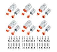 Ujjdwiurgh Kit de Connecteurs Deutsch DTP 72 Pièces, Connecteurs Automobiles Étanches à 4 Broches, 6 Jeux avec Jauge de Contacts Estampés de Taille 12