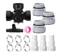 Ujjdwiurgh Kit de conversion d'entretien de piscine 3,8 cm 3 voies avec adaptateurs de tuyau, colliers de serrage, bagues d'étanchéité pour filtre 517C Noir
