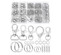 Ujjdwiurgh Kit de fabrication de porte-clés - Clip porte-clés avec porte-clés, mousqueton pivotant, anneaux ouverts et chaîne d'extension pour travaux manuels, projets de bricolage