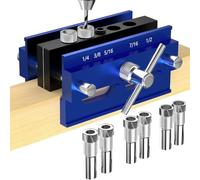 Ujjdwiurgh Kit de gabarit à centrage automatique pour trous droits 6 bagues de perçage, pour le travail du bois, réglable