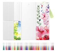 Ujjdwiurgh Kit de Marques de Livre de Bricolage avec des Signets en Papier Aquarelle et des Glands Colorés pour les Cadeaux et la Balise D'Utilisation en Classe