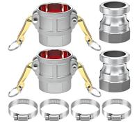 Ujjdwiurgh Kit de raccords de tuyau à came et rainure, raccords à camlock en aluminium de 5,1 cm de type A et D, comprend un adaptateur mâle de 5,1 cm, un joint, des colliers de serrage