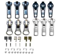 Ujjdwiurgh Kit de réparation de fermeture éclair avec 5 curseurs en métal pour fermeture éclair - Tirette de fermeture éclair pour vêtements - Facile à installer et à utiliser