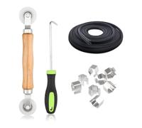 Ujjdwiurgh Kit de Réparation D'Écran 11 Pièces, Outil de Rouleau D'Écran avec Roulement, Cannelure D'Écran de 65 Pieds, 8 Clips D'Écran et Crochet de Retrait de Cannelure