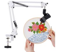 Ujjdwiurgh Kit de support de broderie blanc avec trou de 8 mm, support de broderie rotatif à 360 degrés pour cercle de broderie