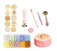 Ujjdwiurgh Kit de Tampons à Sceau de Cire 17 PièCes, Chauffage, Stylo à Colorier, DéCoration Parfaite pour les Invitations de Mariage pour Cadeau et Artisanat, Rose