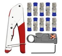 Ujjdwiurgh Kit D'Outils de Câble COAX Complexe pour RG59, RG6 - Fermer et Stripper avec 10 Connecteurs RG6