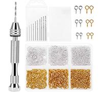 Ujjdwiurgh Kit D'Outils En RéSine Avec 1 Pcs Broche ÉTau Foret à Main 10 Pcs Forets Et 400 Pcs Vis Broches à Oeil Pour DIY Porte-CléS Pendentif Fabrication