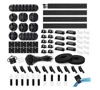 Ujjdwiurgh Kit Organisateur de Gestion de Câbles 173 PièCes, Support de Clips de Câble AdhéSif, Attaches de Câble, Attache de Câble Murale AdhéSive, Attaches de Câble