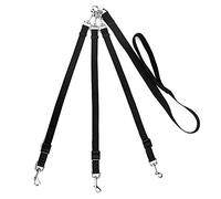 Ujjdwiurgh Laisse 3 voies pour chien, en nylon réglable, sans détachable, 3 en 1, laisse pour chien, chat, chiot (noir)