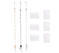 Ujjdwiurgh LanièRe de DéFilement D'Insigne RéTractable avec Porte-Carte D'Identité, 3 PièCes Collier de LanièRe D'Insigne Perlé avec 6 Porte-Cartes de Visite A