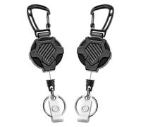 Ujjdwiurgh Lanière Porte-Clés Rétractable, Porte-Badge D'Identification avec Mousqueton, Bobines de Badge Rétractables, Paquet de 2