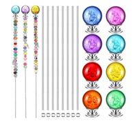 Ujjdwiurgh Le Kit de de Piquets en Perles de Jardin pour Bricolage Comprend 8 Tiges Filetées de 8/32 Pouces et 12 Pouces, 8 Écrous Hexagonaux et 8 Bouchons en Diamant