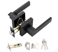 Ujjdwiurgh Levier de Porte Robuste, Serrure de Porte, Poignées de Porte Carrées, Leviers de Porte D'Entrée, Ensemble de Poignées de Porte et Extérieure, avec Clé Facile à Utiliser