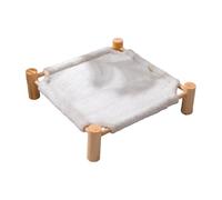 Ujjdwiurgh Lit Surélevé pour Animaux Compagnie, Tabouret pour Chat et Chien, Chaise pour Animaux Compagnie avec Pieds en Bois, Lit en Peluche pour Animaux Compagnie, pour Chiot Gris Clair