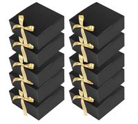 Ujjdwiurgh Lot de 10 boîtes cadeaux noires avec couvercles, 20,3 x 20,3 x 10,2 cm, boîte cadeau noire de luxe avec ruban pour mariage