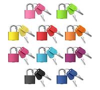 Ujjdwiurgh Lot de 10 cadenas pour valises en alliage d'acier + ABS - Facile à transporter avec clés - Multicolore - Petits cadenas en métal pour l'école, la salle de sport, la salle de classe, les