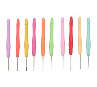 Ujjdwiurgh Lot de 10 crochets en dentelle de petite taille (0,5 à 2,75 mm), crochets ergonomiques avec poignée souple pour fil