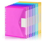 Ujjdwiurgh Lot de 10 dossiers en plastique transparent à 11 anneaux pour documents avec étiquette, organiseur de poche à 3 anneaux