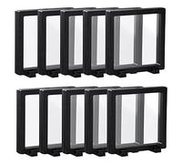 Ujjdwiurgh Lot de 10 étuis flottants 3D noirs avec base pour pièces de monnaie, médaillons et bijoux