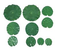 Ujjdwiurgh Lot de 10 feuilles de lotus artificielles flottantes en mousse pour décoration d'étang de piscine et d'aquarium
