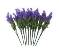 Ujjdwiurgh Lot de 10 fleurs de lavande, fausses fleurs d'extérieur en plastique UV, ne se décolorent pas, C