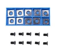 Ujjdwiurgh Lot de 10 fraises carrées droites en carbure de tungstène avec 10 vis M610 mm pour le travail du bois en spirale/hélicoïdale