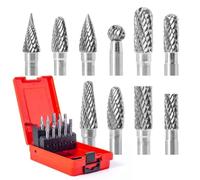 Ujjdwiurgh Lot de 10 Fraises en Carbure à Tige de 1/4 Pouce, Double Coupe pour Fraisage, Sculpture, Gravure, Ébavurage et Perçage Du Bois