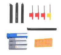 Ujjdwiurgh Lot de 10 lames d'insertion en carbure + 4 porte-outils de tournage + 4 clés pour outils de tournage de tour