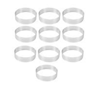 Ujjdwiurgh Lot de 10 Moules à Circulaires en Acier Inoxydable de 8 cm, Moules à Gâteau Perforés, Moules à Mousse, Moules de Cuisson de Cuisine