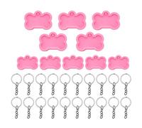 Ujjdwiurgh Lot de 10 moules en silicone en forme d'os de chien avec 20 porte-clés pour loisirs créatifs