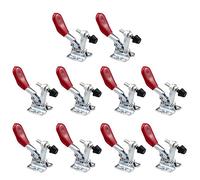 Ujjdwiurgh Lot de 10 pinces à bascule rouges GH-201A - 27 kg - Outil à libération rapide - Pinces horizontales - Accessoire d'outillage robuste