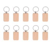Ujjdwiurgh Lot de 10 porte-clés vierges en bois brut avec porte-clés pour étiquettes, bricolage, fournitures d'artisanat