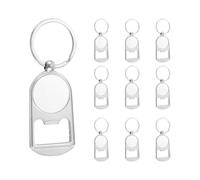 Ujjdwiurgh Lot de 10 porte-clés vierges en métal avec décapsuleur - Transfert de chaleur - Rectangulaire