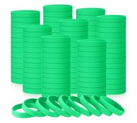 Ujjdwiurgh Lot de 100 bracelets élastiques vierges en silicone de couleur unie pour hommes, femmes, adolescents, cadeaux d'étudiants, fournitures de fête sportive, C