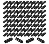 Ujjdwiurgh Lot de 100 embouts en caoutchouc PVC 4 mm ID pour tubes ronds, cache-filetages, protecteurs de filetage, noir
