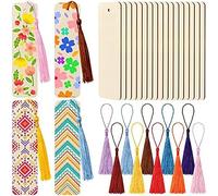 Ujjdwiurgh Lot de 100 marque-pages en bois avec pompons colorés de 12 x 3 cm pour projets de bricolage de Noël