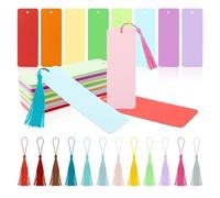 Ujjdwiurgh Lot de 100 marque-pages vierges en papier cartonné avec 100 pompons colorés, marque-pages en papier pour loisirs créatifs