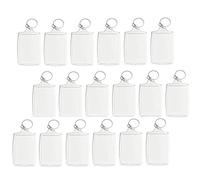 Ujjdwiurgh Lot de 100 porte-clés rectangulaires en acrylique transparent avec cadre photo