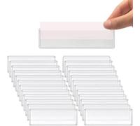 Ujjdwiurgh Lot de 100 porte-étiquettes adhésifs transparents pour étiquettes d'étagère, pochettes pour cartes, tiroirs, bacs de rangement pour fichiers, porte-étiquettes, faciles à installer
